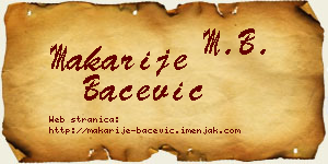 Makarije Bačević vizit kartica